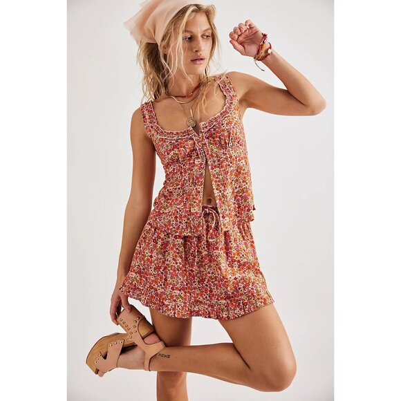 FREE PEOPLE Ellia Printed Set in Spring Blossom Combo Size Small NWT - Picture 1 of 15